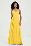 Criss Cross Straps Chiffon Bridesmaid Dress Spaghetti Straps Formal Evening Dresses Gowns