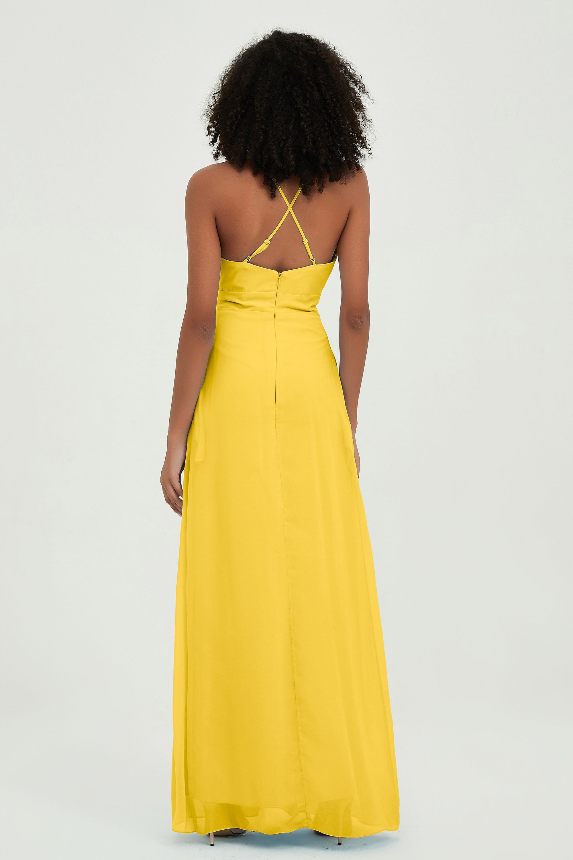 Criss Cross Straps Chiffon Bridesmaid Dress Spaghetti Straps Formal Evening Dresses Gowns