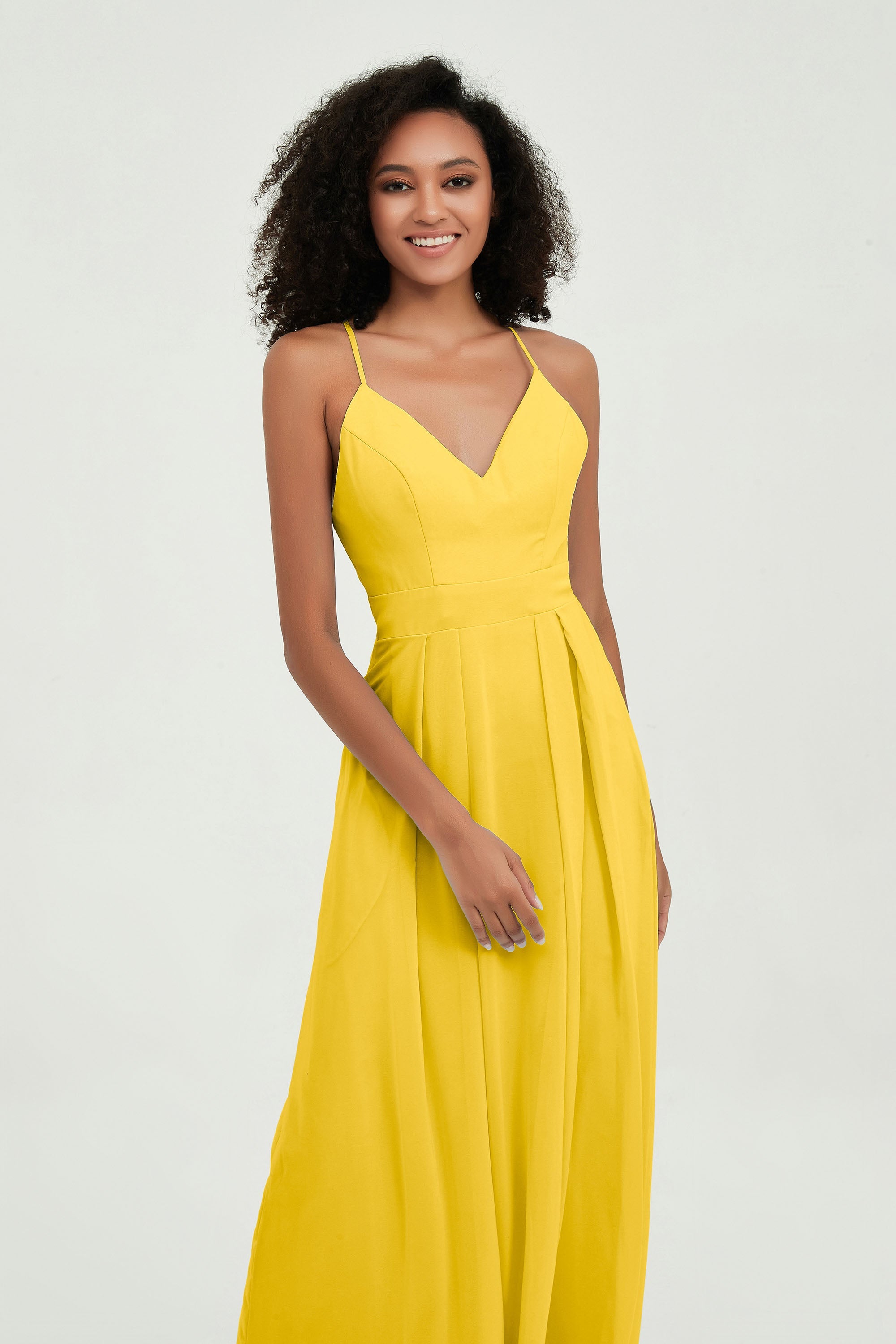 Criss Cross Straps Chiffon Bridesmaid Dress Spaghetti Straps Formal Evening Dresses Gowns