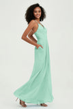 Criss Cross Straps Chiffon Bridesmaid Dress Spaghetti Straps Formal Evening Dresses Gowns