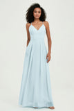 Criss Cross Straps Chiffon Bridesmaid Dress Spaghetti Straps Formal Evening Dresses Gowns