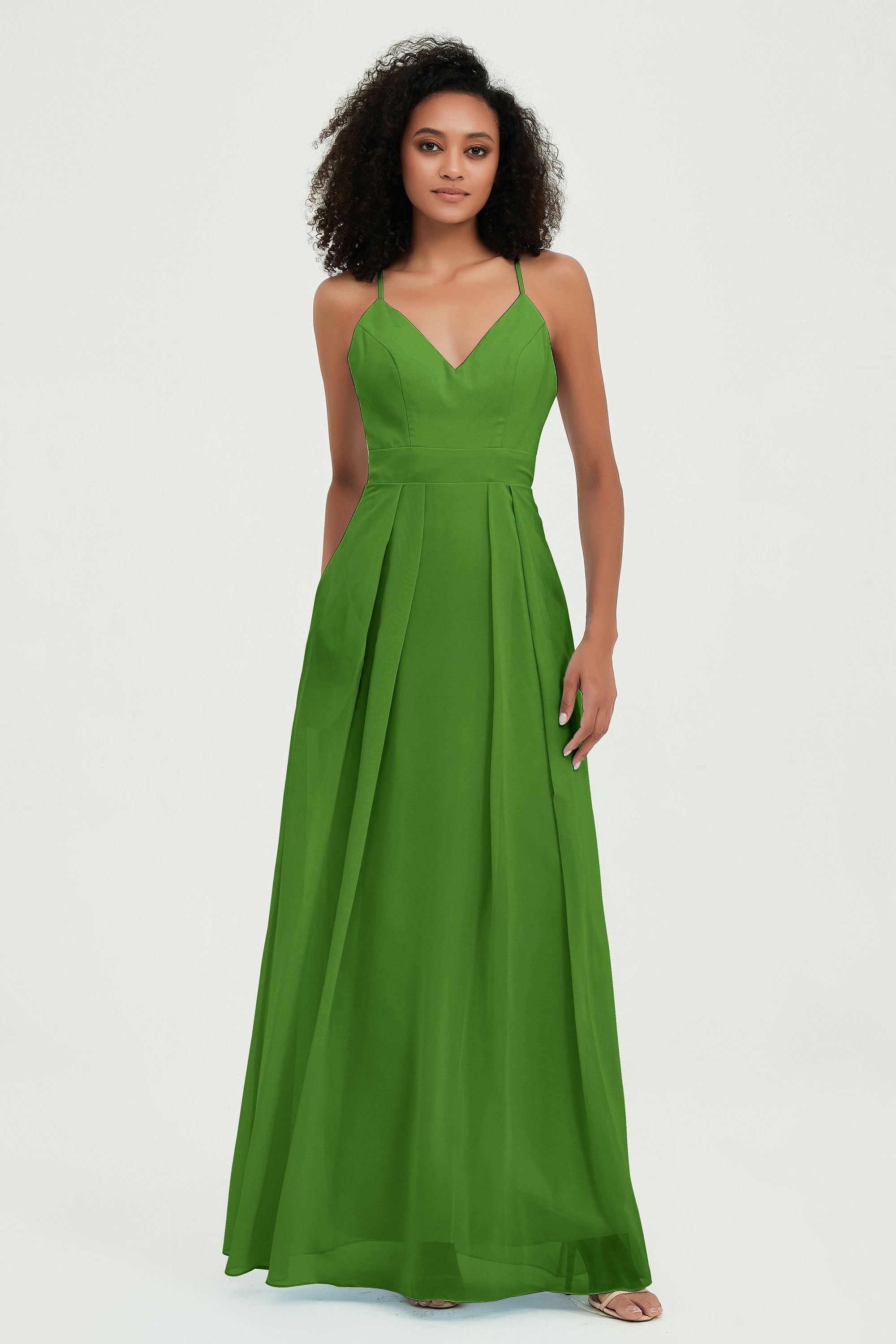 Criss Cross Straps Chiffon Bridesmaid Dress Spaghetti Straps Formal Evening Dresses Gowns