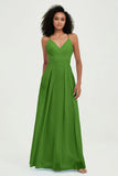 Criss Cross Straps Chiffon Bridesmaid Dress Spaghetti Straps Formal Evening Dresses Gowns