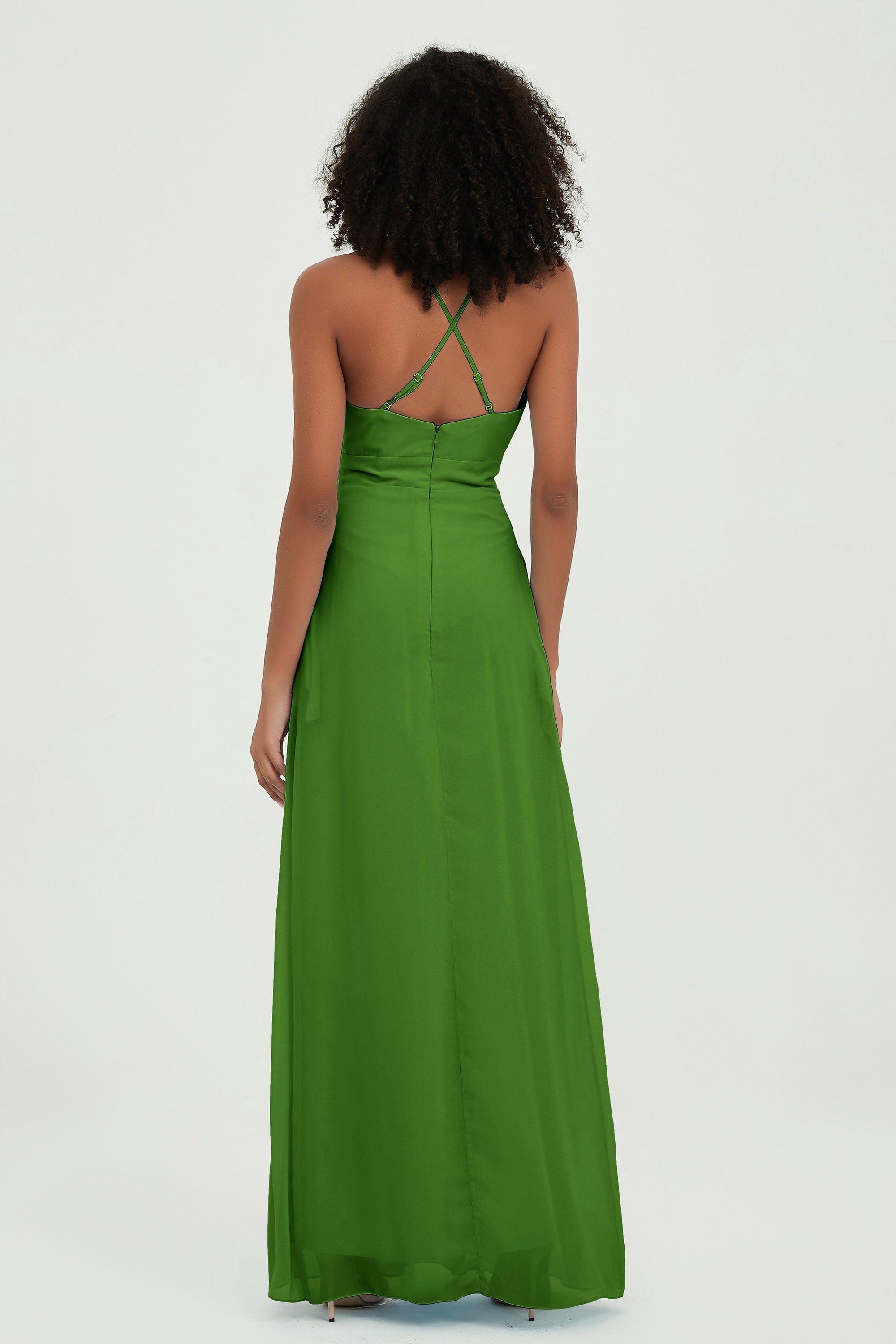 Criss Cross Straps Chiffon Bridesmaid Dress Spaghetti Straps Formal Evening Dresses Gowns