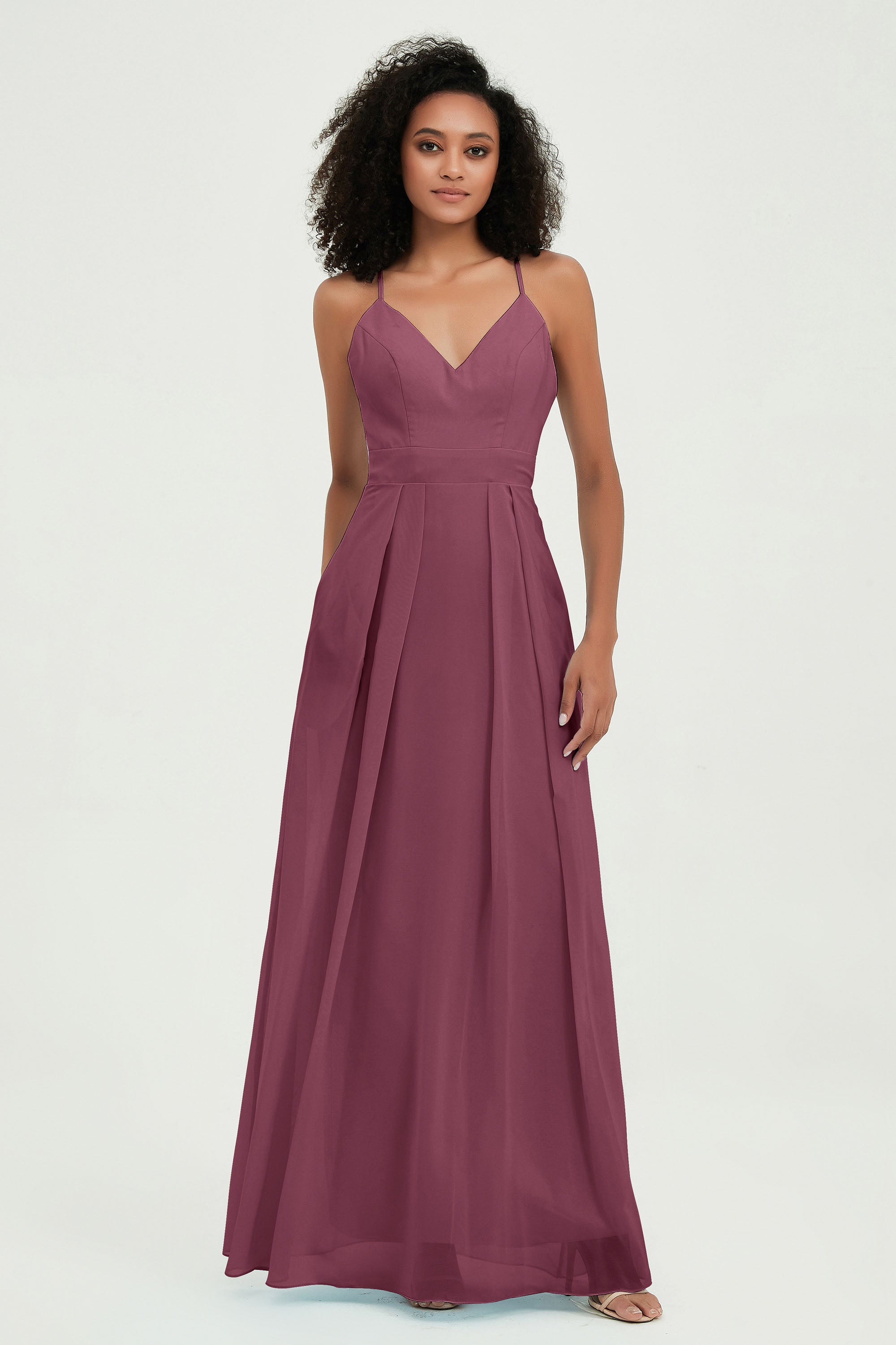 Criss Cross Straps Chiffon Bridesmaid Dress Spaghetti Straps Formal Evening Dresses Gowns