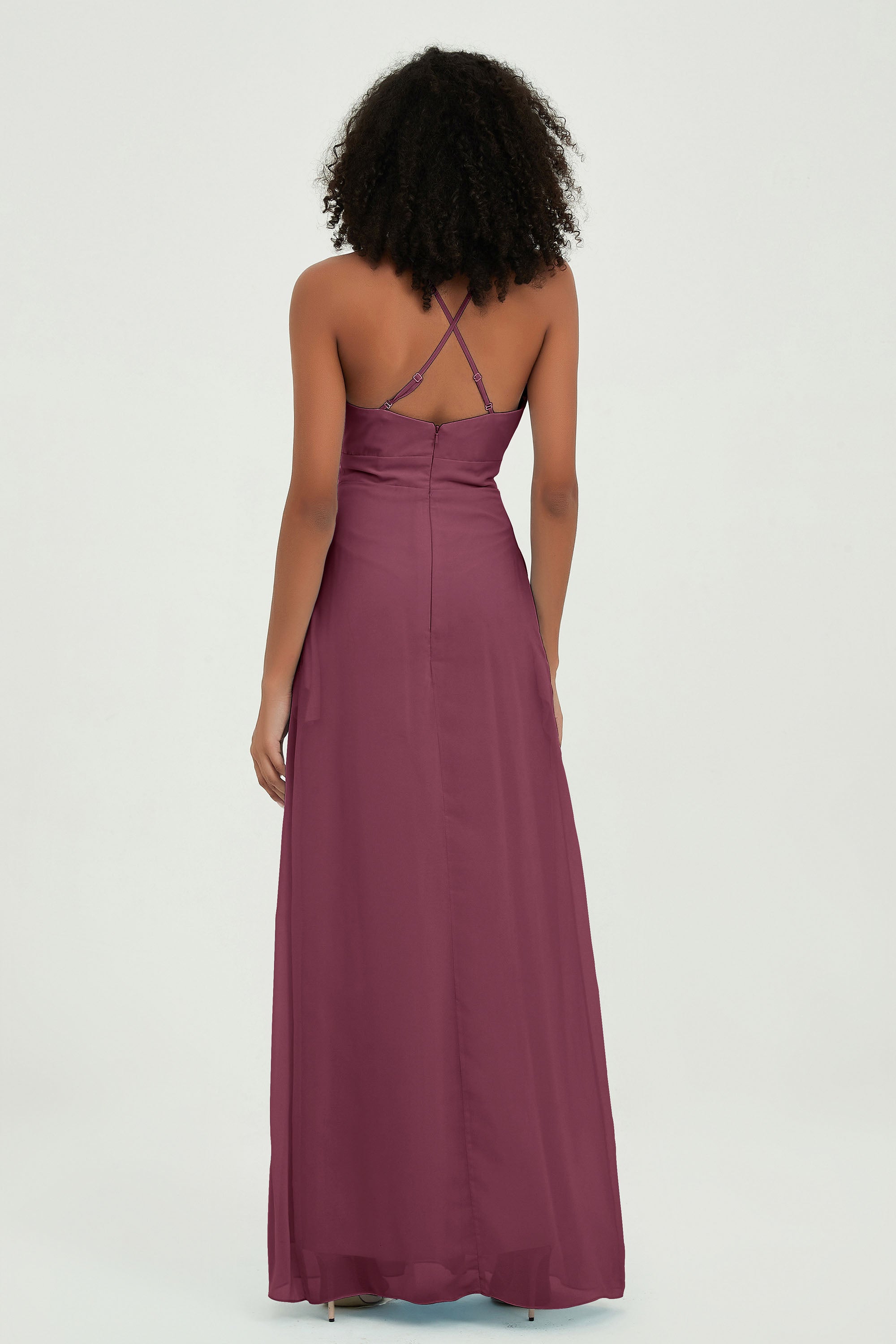 Criss Cross Straps Chiffon Bridesmaid Dress Spaghetti Straps Formal Evening Dresses Gowns