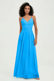 Criss Cross Straps Chiffon Bridesmaid Dress Spaghetti Straps Formal Evening Dresses Gowns