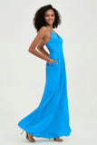 Criss Cross Straps Chiffon Bridesmaid Dress Spaghetti Straps Formal Evening Dresses Gowns