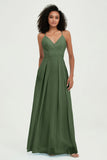 Criss Cross Straps Chiffon Bridesmaid Dress Spaghetti Straps Formal Evening Dresses Gowns