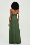 Criss Cross Straps Chiffon Bridesmaid Dress Spaghetti Straps Formal Evening Dresses Gowns