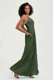 Criss Cross Straps Chiffon Bridesmaid Dress Spaghetti Straps Formal Evening Dresses Gowns