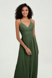 Criss Cross Straps Chiffon Bridesmaid Dress Spaghetti Straps Formal Evening Dresses Gowns