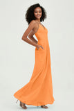 Criss Cross Straps Chiffon Bridesmaid Dress Spaghetti Straps Formal Evening Dresses Gowns