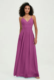 Criss Cross Straps Chiffon Bridesmaid Dress Spaghetti Straps Formal Evening Dresses Gowns