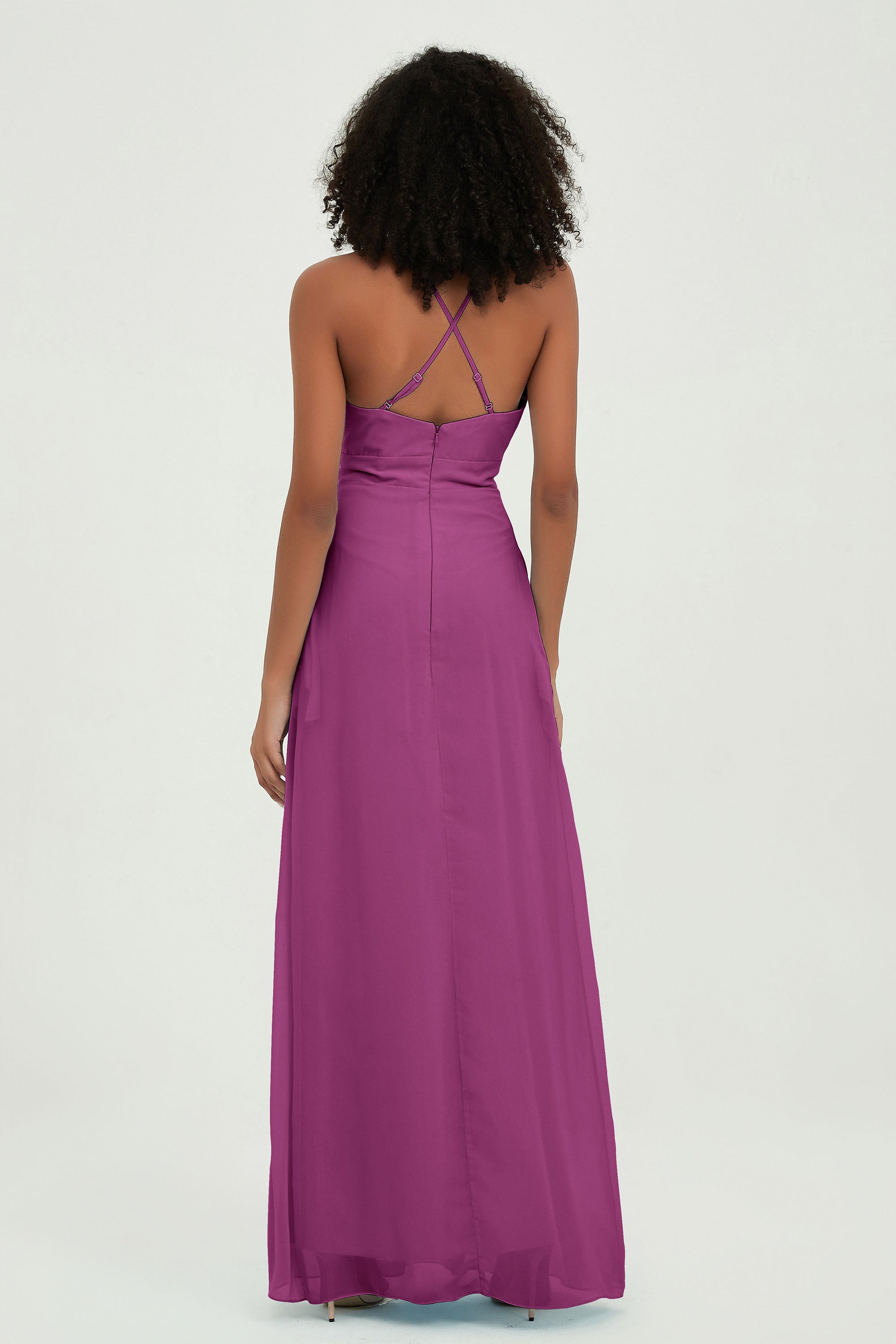 Criss Cross Straps Chiffon Bridesmaid Dress Spaghetti Straps Formal Evening Dresses Gowns