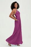 Criss Cross Straps Chiffon Bridesmaid Dress Spaghetti Straps Formal Evening Dresses Gowns