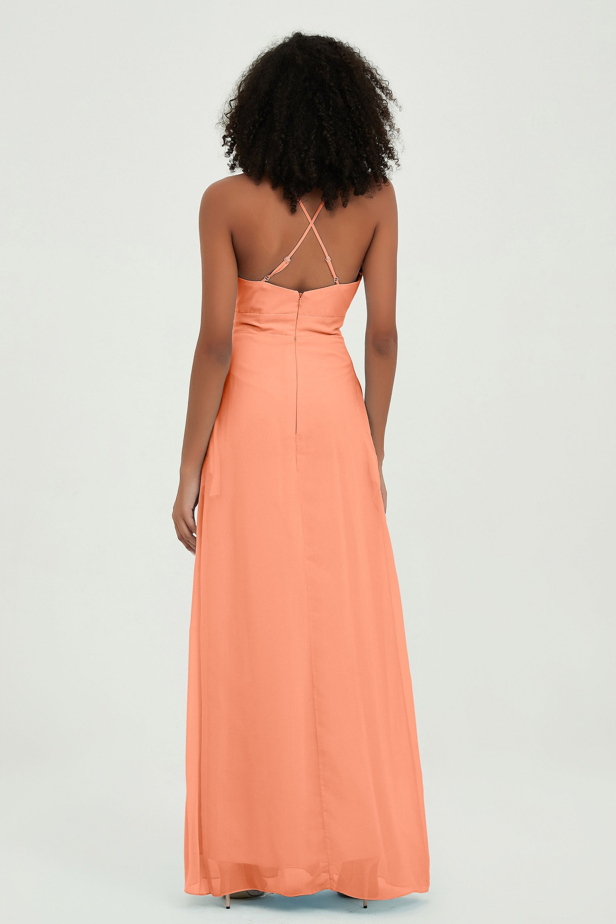 Criss Cross Straps Chiffon Bridesmaid Dress Spaghetti Straps Formal Evening Dresses Gowns