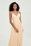 Criss Cross Straps Chiffon Bridesmaid Dress Spaghetti Straps Formal Evening Dresses Gowns