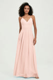 Criss Cross Straps Chiffon Bridesmaid Dress Spaghetti Straps Formal Evening Dresses Gowns