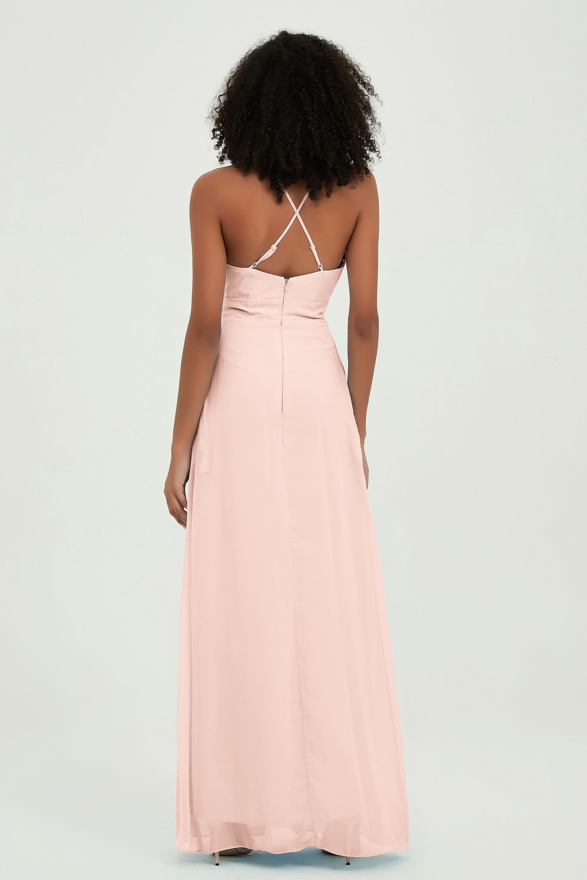 Criss Cross Straps Chiffon Bridesmaid Dress Spaghetti Straps Formal Evening Dresses Gowns