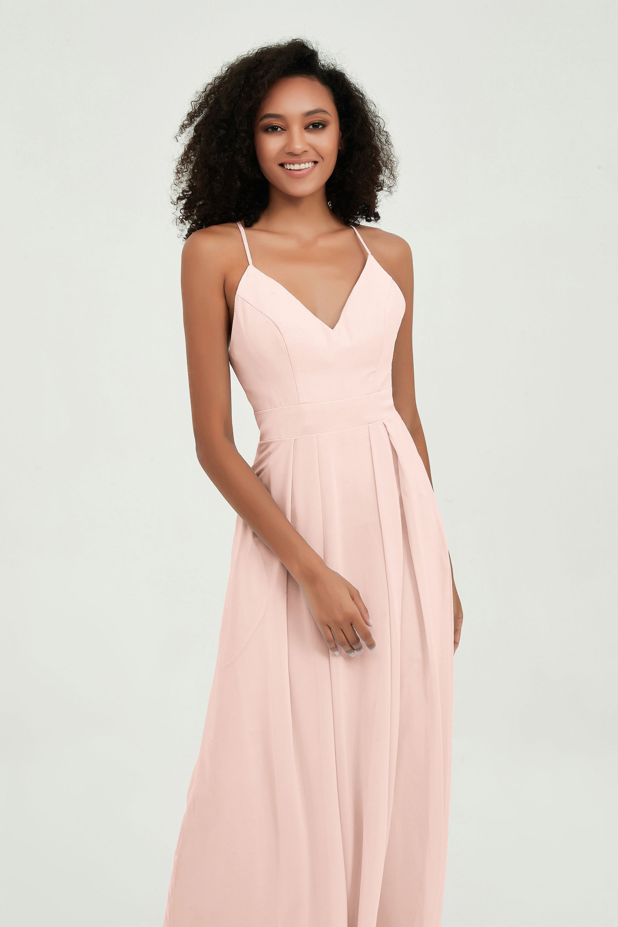 Criss Cross Straps Chiffon Bridesmaid Dress Spaghetti Straps Formal Evening Dresses Gowns