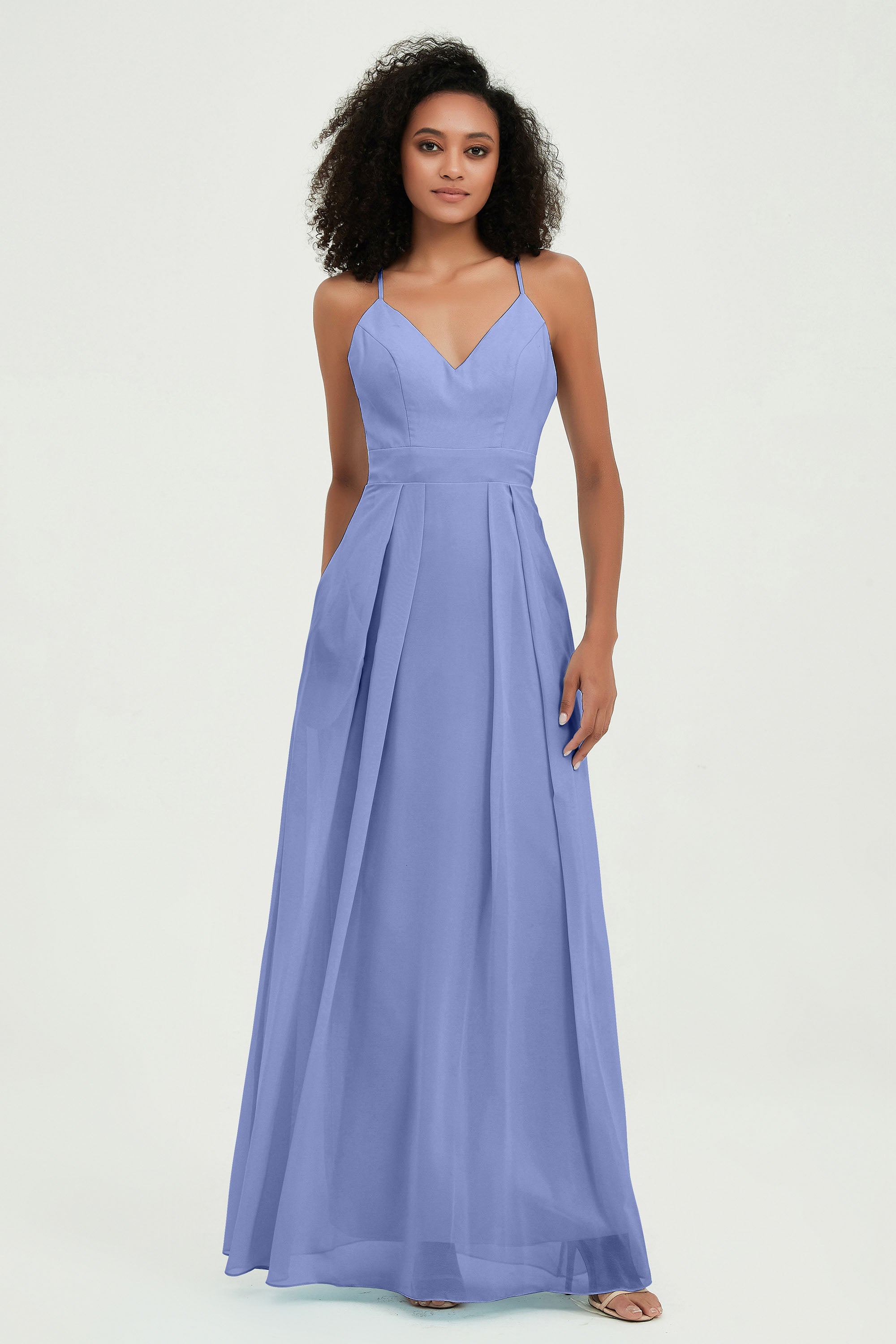 Criss Cross Straps Chiffon Bridesmaid Dress Spaghetti Straps Formal Evening Dresses Gowns