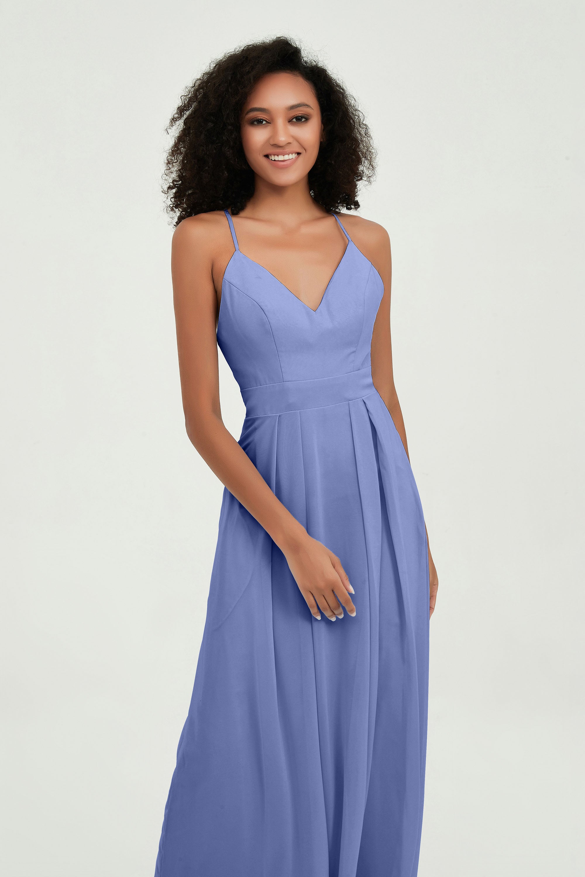 Criss Cross Straps Chiffon Bridesmaid Dress Spaghetti Straps Formal Evening Dresses Gowns