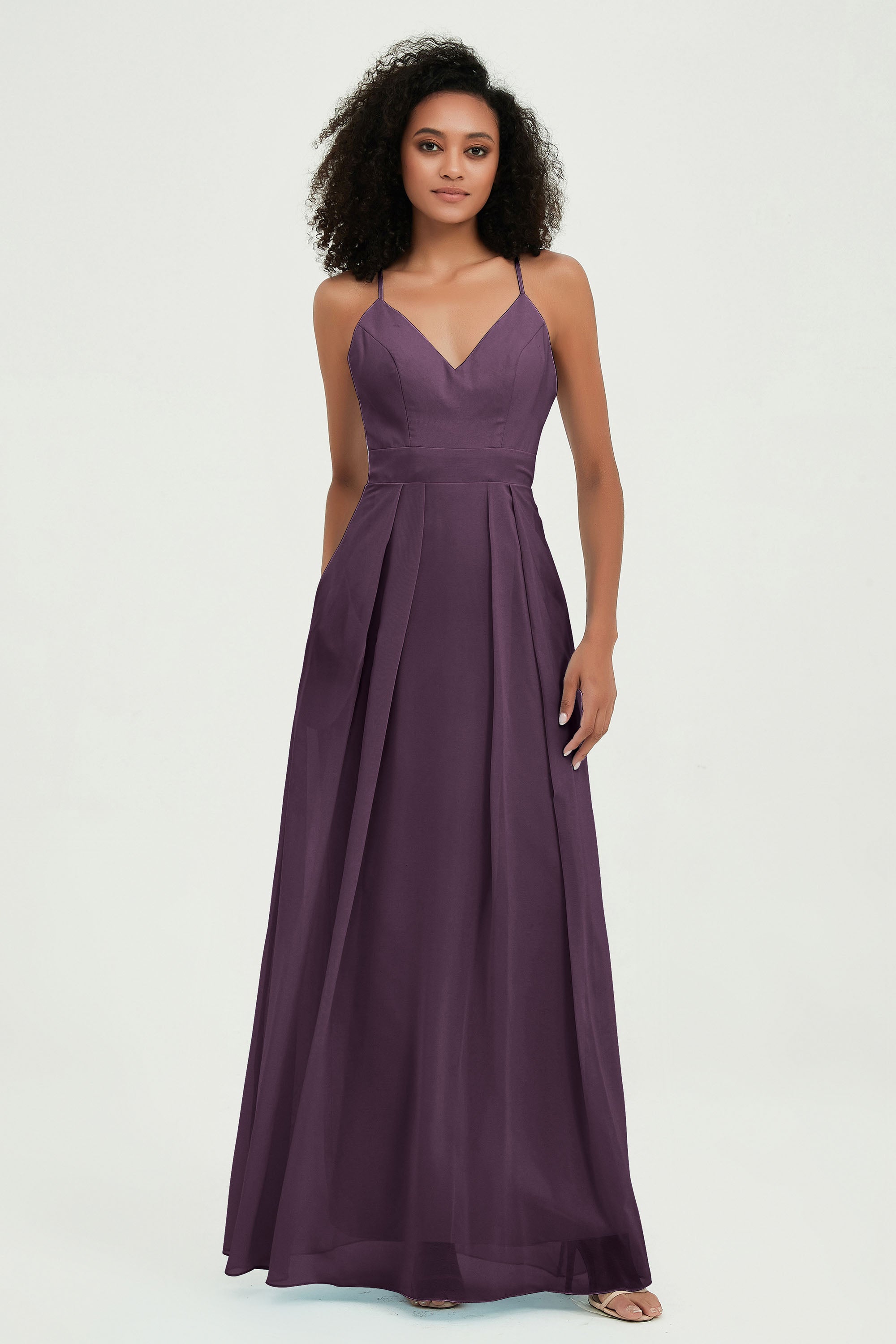 Criss Cross Straps Chiffon Bridesmaid Dress Spaghetti Straps Formal Evening Dresses Gowns