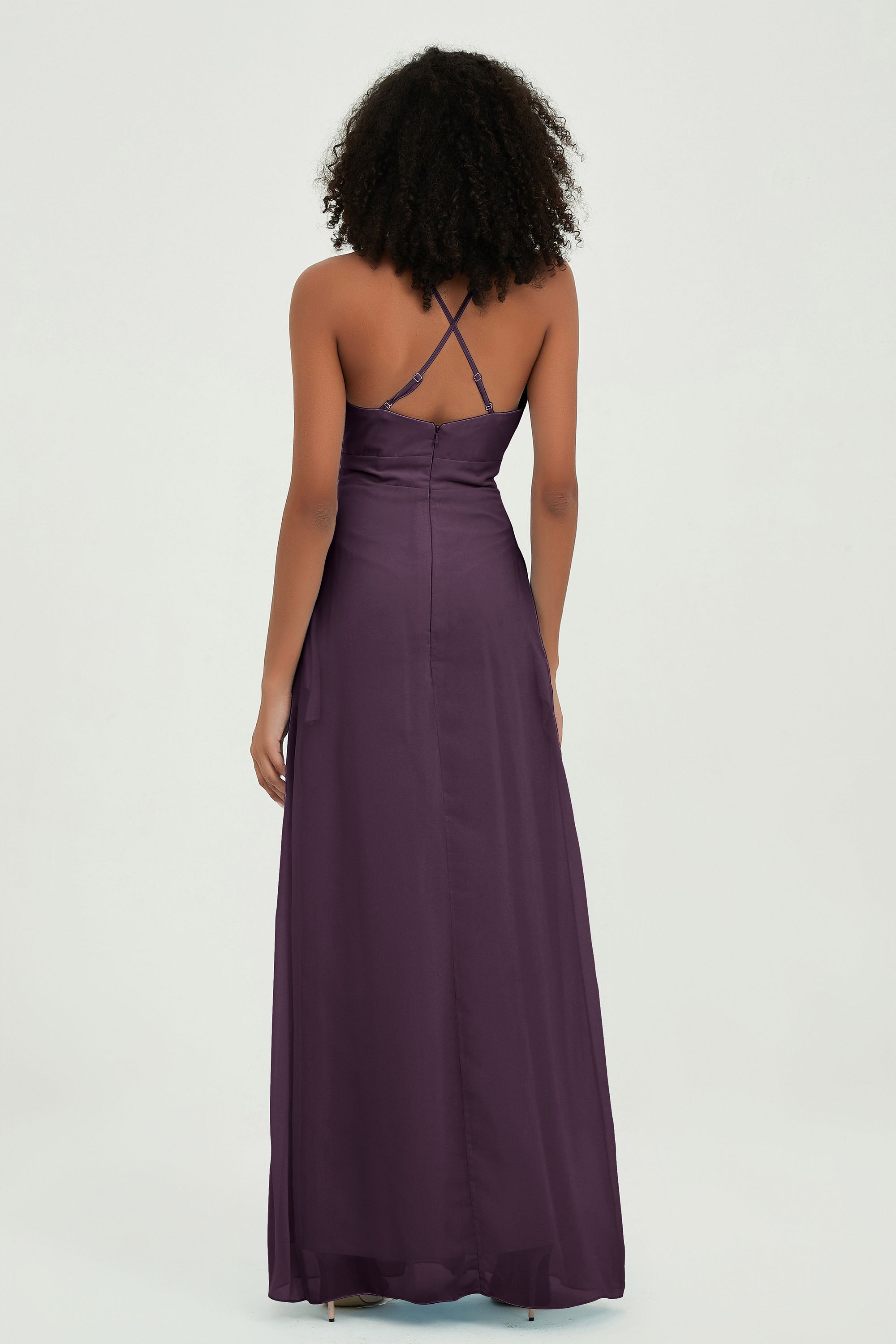 Criss Cross Straps Chiffon Bridesmaid Dress Spaghetti Straps Formal Evening Dresses Gowns