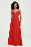 Criss Cross Straps Chiffon Bridesmaid Dress Spaghetti Straps Formal Evening Dresses Gowns