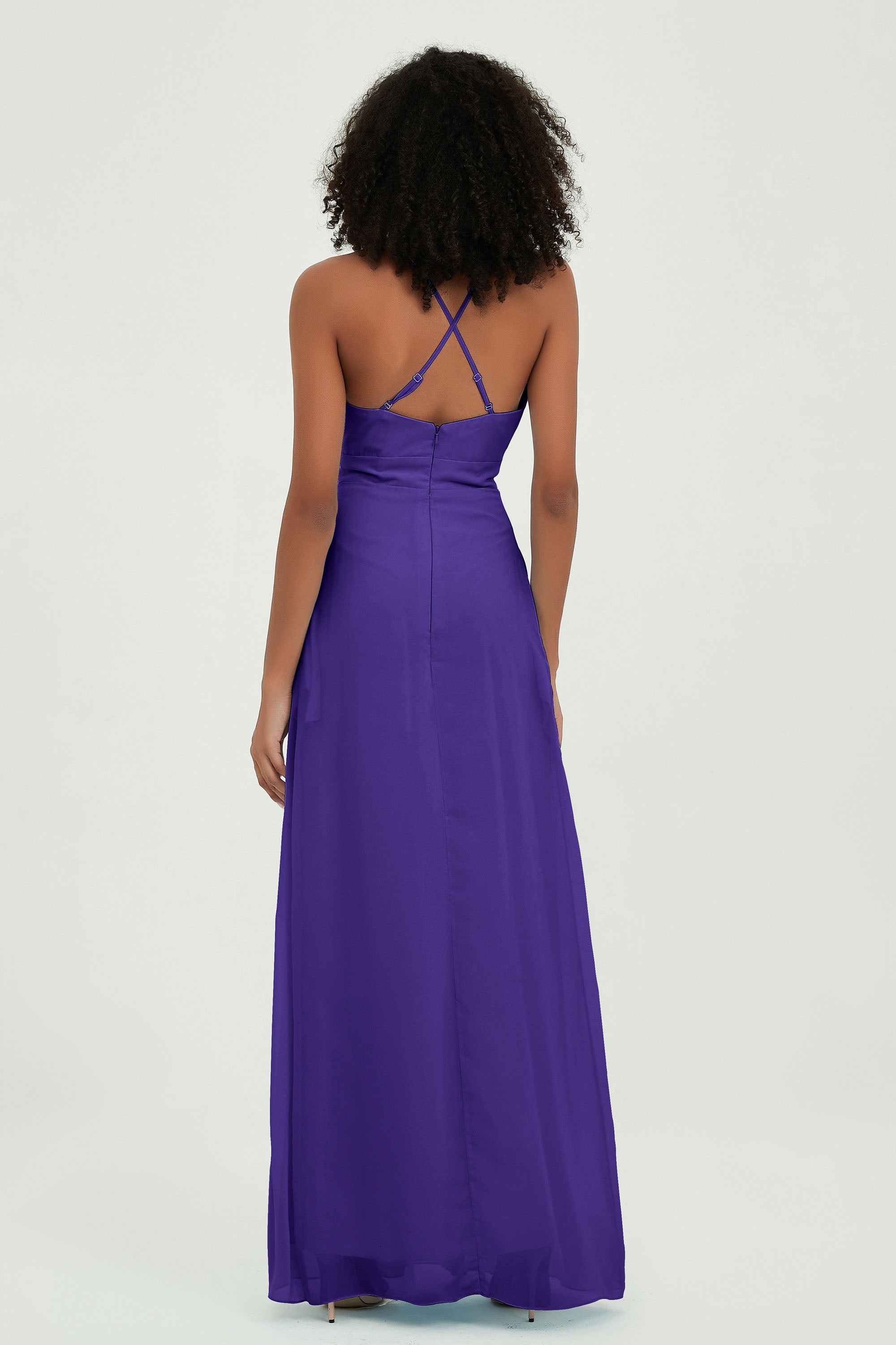 Criss Cross Straps Chiffon Bridesmaid Dress Spaghetti Straps Formal Evening Dresses Gowns