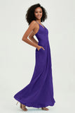 Criss Cross Straps Chiffon Bridesmaid Dress Spaghetti Straps Formal Evening Dresses Gowns