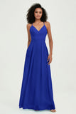 Criss Cross Straps Chiffon Bridesmaid Dress Spaghetti Straps Formal Evening Dresses Gowns