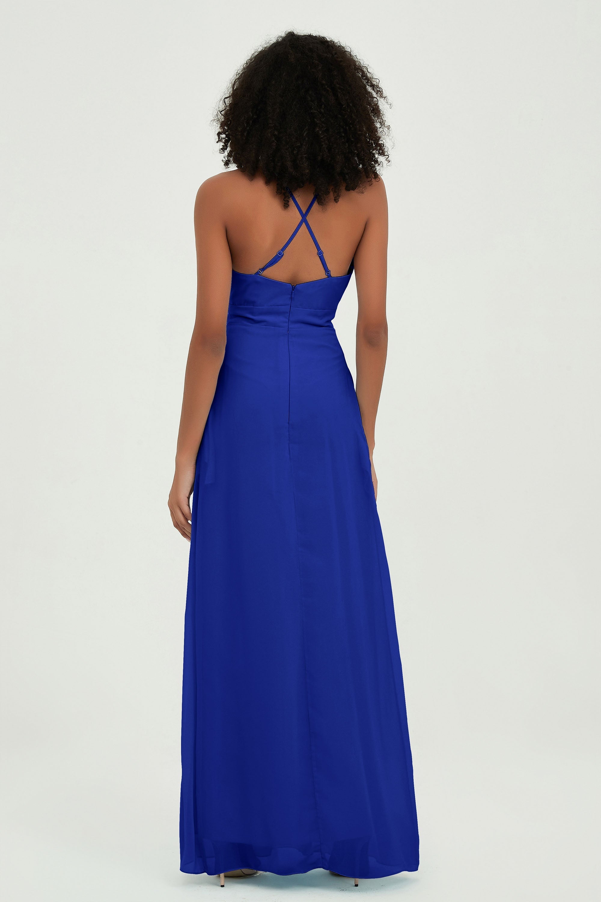 Criss Cross Straps Chiffon Bridesmaid Dress Spaghetti Straps Formal Evening Dresses Gowns