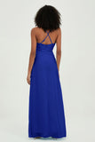 Criss Cross Straps Chiffon Bridesmaid Dress Spaghetti Straps Formal Evening Dresses Gowns