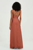 Criss Cross Straps Chiffon Bridesmaid Dress Spaghetti Straps Formal Evening Dresses Gowns