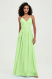 Criss Cross Straps Chiffon Bridesmaid Dress Spaghetti Straps Formal Evening Dresses Gowns