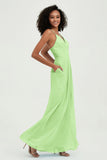 Criss Cross Straps Chiffon Bridesmaid Dress Spaghetti Straps Formal Evening Dresses Gowns