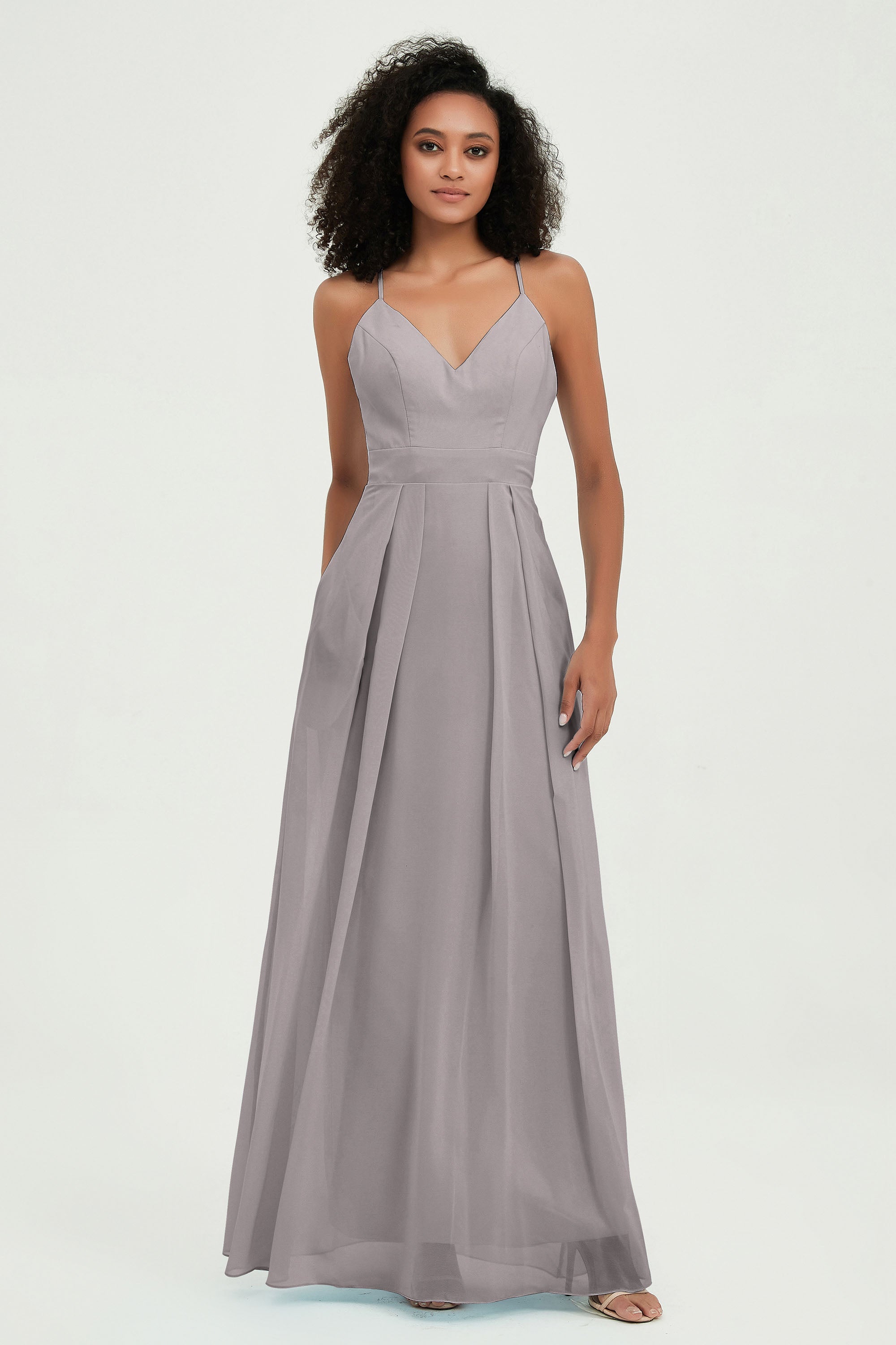 Criss Cross Straps Chiffon Bridesmaid Dress Spaghetti Straps Formal Evening Dresses Gowns