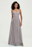 Criss Cross Straps Chiffon Bridesmaid Dress Spaghetti Straps Formal Evening Dresses Gowns