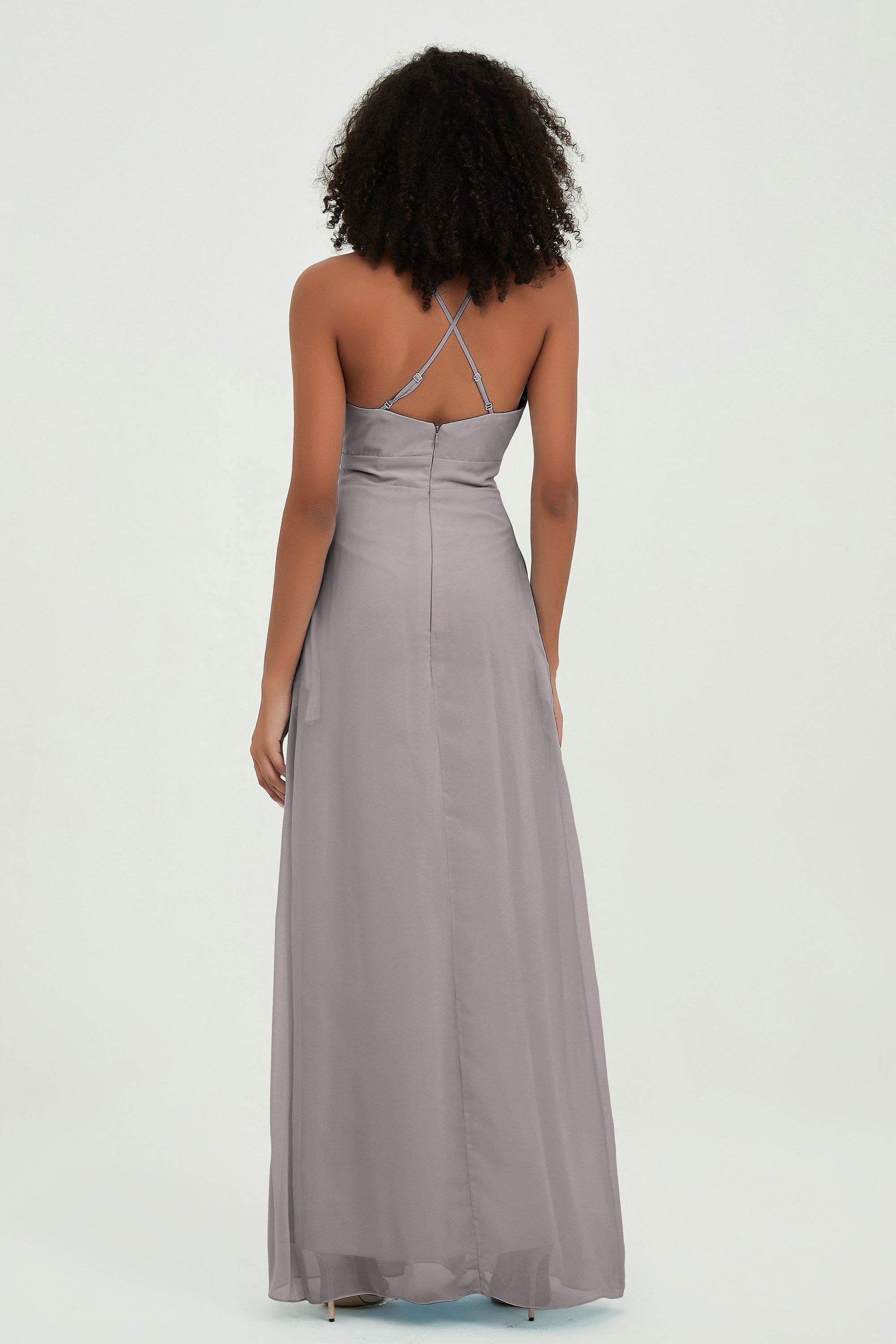 Criss Cross Straps Chiffon Bridesmaid Dress Spaghetti Straps Formal Evening Dresses Gowns