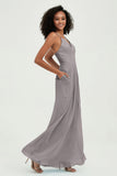 Criss Cross Straps Chiffon Bridesmaid Dress Spaghetti Straps Formal Evening Dresses Gowns