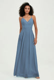 Criss Cross Straps Chiffon Bridesmaid Dress Spaghetti Straps Formal Evening Dresses Gowns