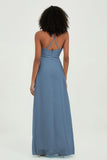 Criss Cross Straps Chiffon Bridesmaid Dress Spaghetti Straps Formal Evening Dresses Gowns