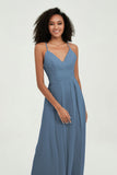 Criss Cross Straps Chiffon Bridesmaid Dress Spaghetti Straps Formal Evening Dresses Gowns