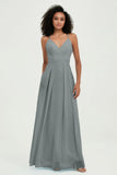 Criss Cross Straps Chiffon Bridesmaid Dress Spaghetti Straps Formal Evening Dresses Gowns