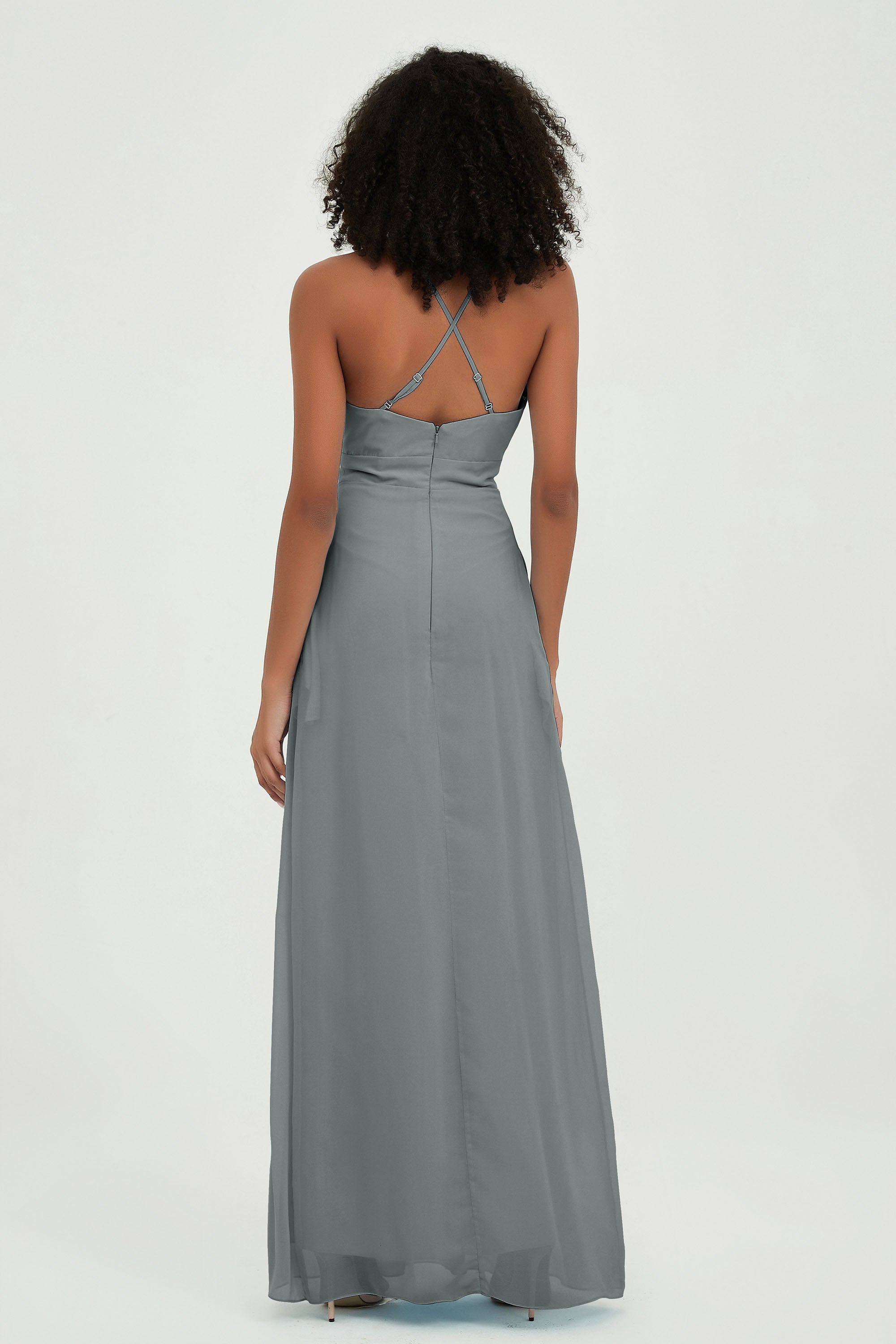 Criss Cross Straps Chiffon Bridesmaid Dress Spaghetti Straps Formal Evening Dresses Gowns