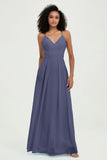 Criss Cross Straps Chiffon Bridesmaid Dress Spaghetti Straps Formal Evening Dresses Gowns
