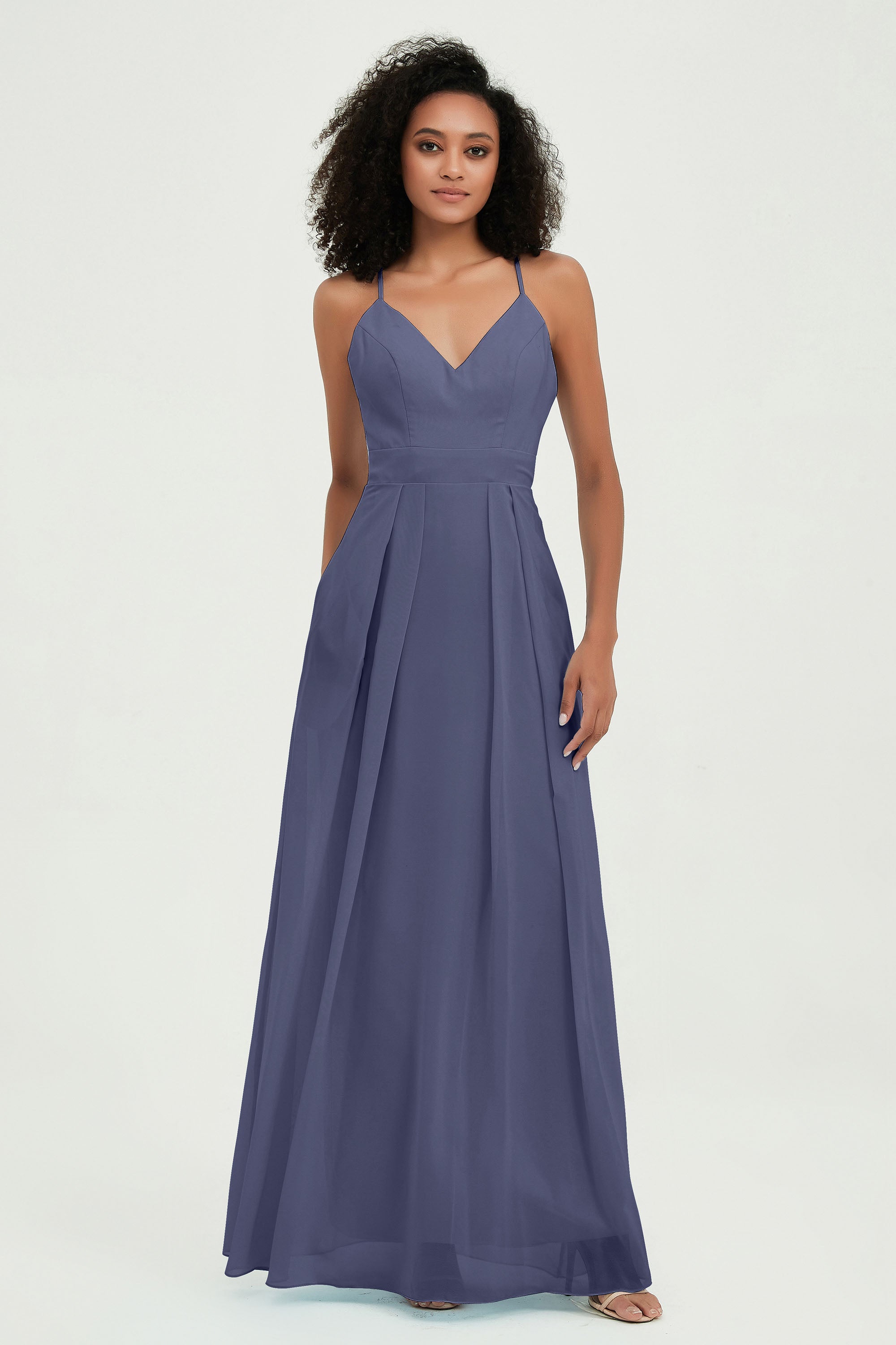 Criss Cross Straps Chiffon Bridesmaid Dress Spaghetti Straps Formal Evening Dresses Gowns