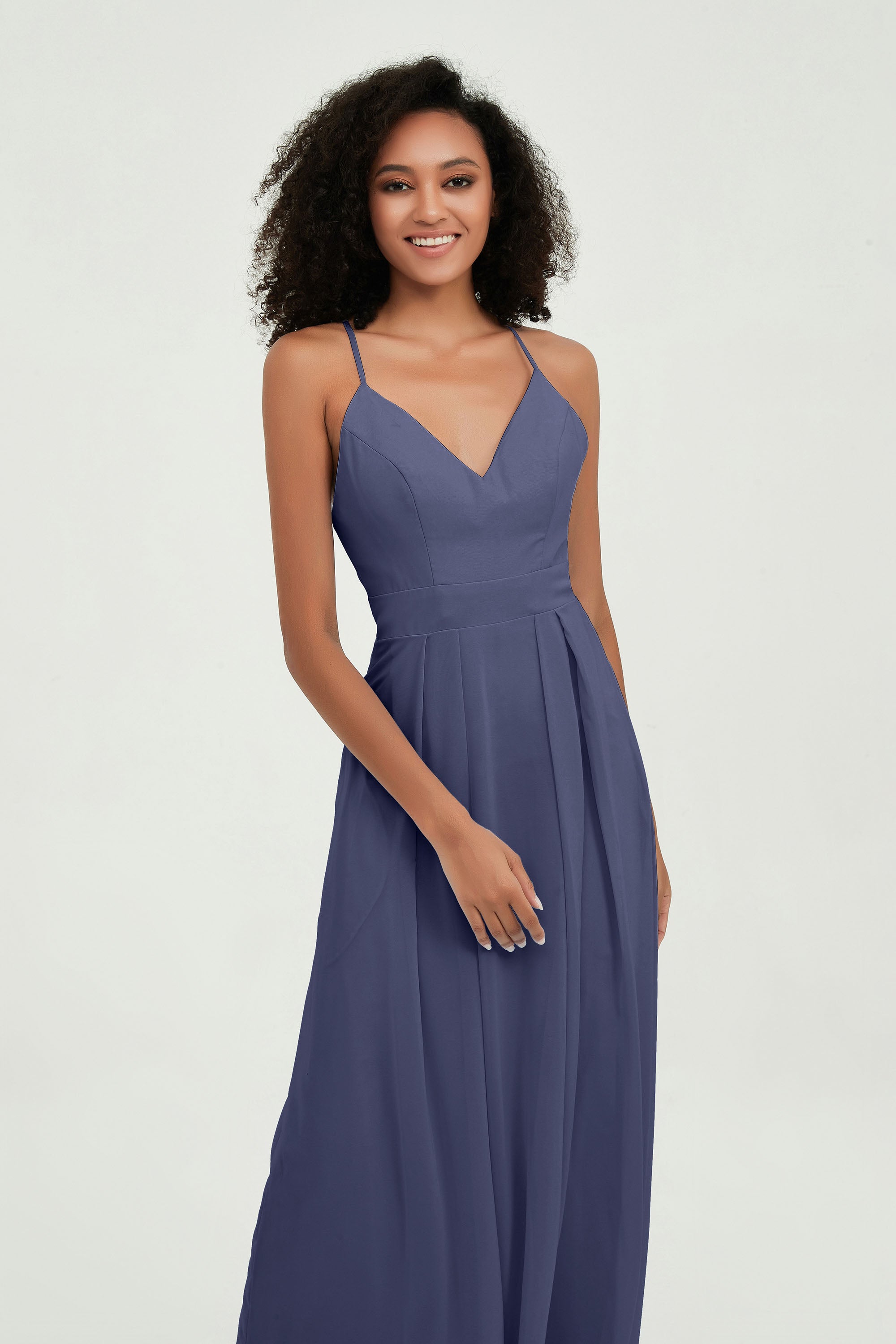 Criss Cross Straps Chiffon Bridesmaid Dress Spaghetti Straps Formal Evening Dresses Gowns